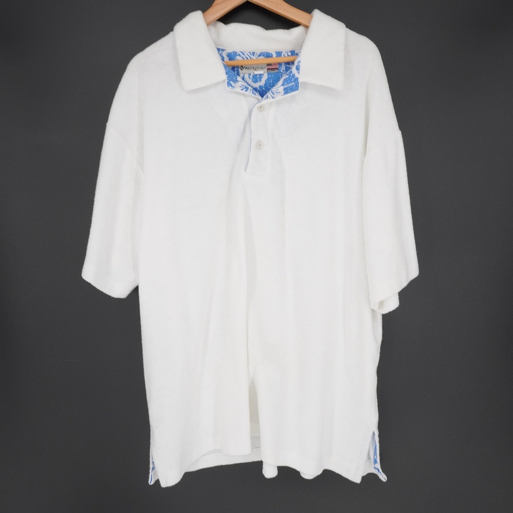 Weekender Polo Shirt Mens 3XL White Terry Cloth Beach Hawaiian Casual Relaxed